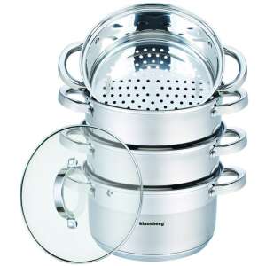 Klausberg 5 részes rozsdamentes acél gőzölő üveg fedővel - Klausberg