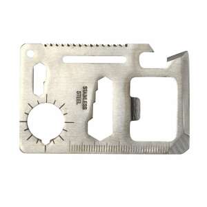 Instrument multifuncțional din oțel inoxidabil 11-în-1, dimensiunea unui card de credit, instrument de supraviețuire - Kituri de supraviețuire pentru pescuit"