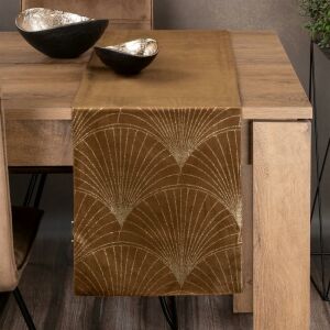 Eurofirany - Art Deco Bársony Asztali Futó - Barna - 35x180 cm