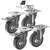 Set of 4 swivel casters with brake, 70mm diameter, rubber wheels, chrome plated, Malatec