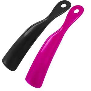 Black and pink plastic shoehorn, 18 cm long - Dressing Accessory