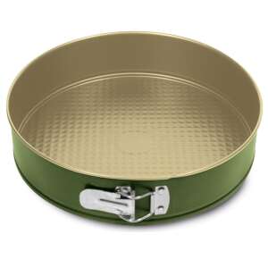 Green and beige round springform cake pan with removable bottom, 24 cm diameter - Baking Mold