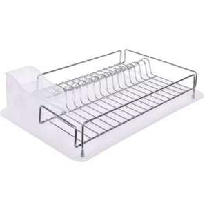 Silver dish drying rack with a plastic tray, 32 x 48 cm - Dish Rack