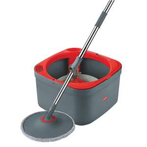 Spin mop and bucket set with 2 tanks, grey and red - Cleaning Tool