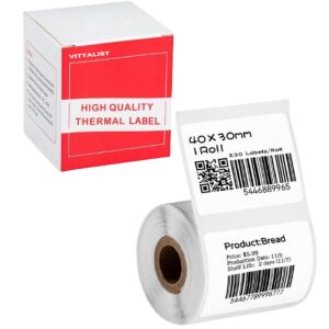 VITTALIST Self-adhesive Thermal Label Roll, 40 x 30 mm, 230 labels/roll 134379135 - Office paper product