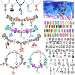 Pandora Style Jewelry Making Kit, 112 Pieces: Beads, Adjustable Chain Bracelets, Necklaces, Metal & Glass Components 134379157 - Jewelry Making Kit