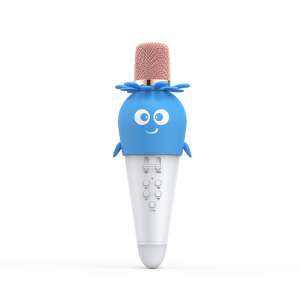 NeoHGS Kids Karaoke Microphone, Blue, Wireless, Bluetooth, Rechargeable Battery, Voice Effects, LED Lights - Audio