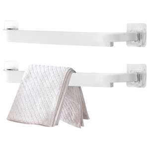 NeoHGS 49cm white towel rack, set of 2, with adhesive pads, for bathroom, kitchen, or balcony - Towel rack