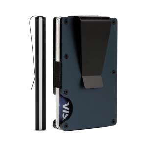 Portfel aluminiowy NeoHGS z blokadą RFID, ciemnoniebieski, klips na pieniądze, mieści 12 kart - Opatrunek dodatkowy