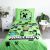 Minecraft bedding set with Creeper and characters design, green microfiber duvet cover and pillowcase