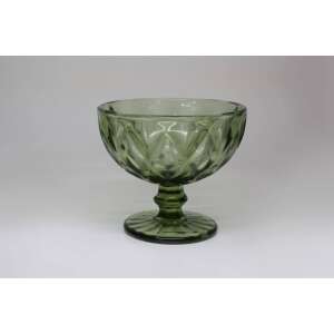 Zöld üveg fagylaltos csésze gyémánt mintával, 300ml - Fagylaltos kehely