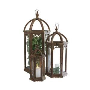 Sötét barna fa lámpások 3-as szett