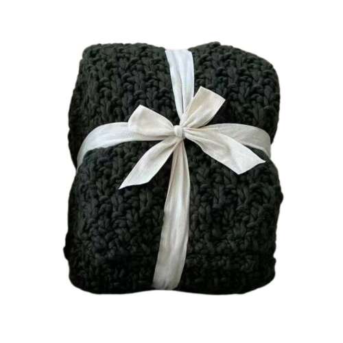 Zöld kötött takaró, 170cm, tökéletes a hideg estékre