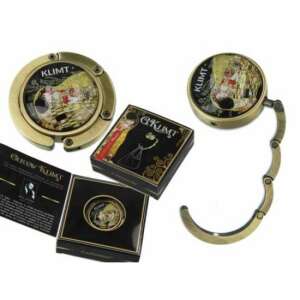 Klimt A csók táska akasztó, fém, arany, összecsukható, kompakt, hordozható, táska tartó, táska akasztó, táska akasztó - Táskafogas