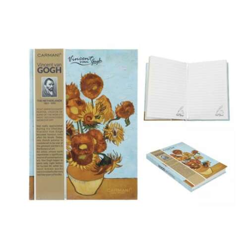 H.C.021-5055 Vonalas notesz kemény fedeles, 13,2x18,3, 80 oldalas, Van Gogh:Napraforgók 106791736