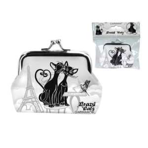 H.C.021-3815 Műbőr pénztárca 9x7,5x2cm,fekete macskás