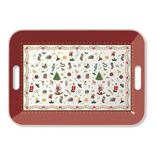AMB.33914765 Ornaments All Over red műanyag tálca33x47cm