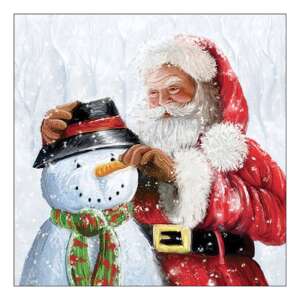 AMB.33318020 Santa and snowman papírszalvéta 33x33cm, 20db-os 106791814 - Szalvéta