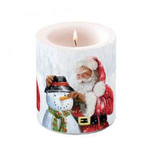 AMB.39318020 Santa and snowman átvilágítós gyertya 10x10cm 106791818 - Ambiente
