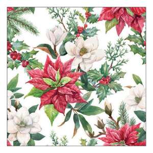 AMB.33318875 Christmas florals papírszalvéta 33x33cm, 20db-os 106791881 - Szalvéta