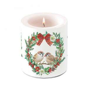 AMB.39318870 Sparrows in wreath átvilágítós gyertya 10x10xcm 106791947 - Ambiente
