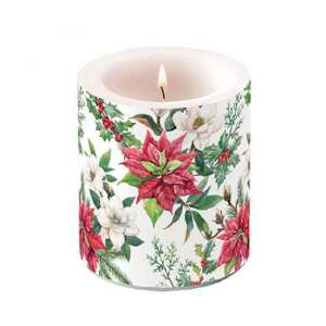 AMB.39318875 Christmas florals átvilágítós gyertya 10x10xcm 106791948 - Gyertya