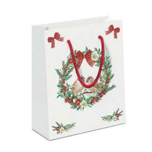 AMB.31218870 Sparrows in wreath papír ajándéktáska 22x13x25cm 106792010 - Művészet & Hobbi