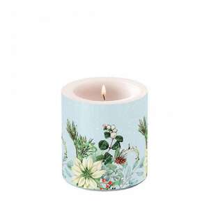 AMB.39218990 White poinsettia ávilágítós gyertya 8x7,5cm 106792059 - Lakberendezés