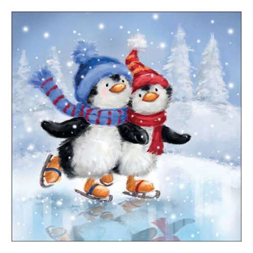 AMB.33319215 Skating penguins papírszalvéta 33x33cm, 20db-os
