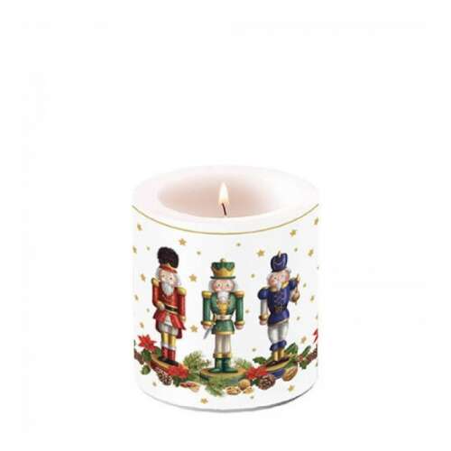 Dióhéj törő gyertya, Karácsonyi gyertya dióhéj törő mintával, 8x7,5cm