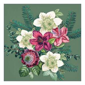 AMB.33318972 Azalea and helleborus green papírszalvéta 33x33cm, 20db-os 106792084 - Szalvéta