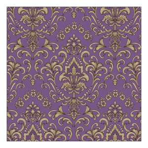 Barokk díszítésű lila szalvéta, 33x33cm, 20 darabos - Szalvéta