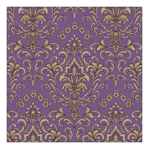 Barokk díszítésű lila szalvéta, 33x33cm, 20 darabos