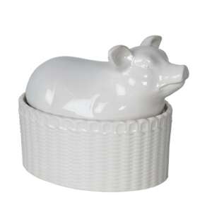 CLEEF.6CE1248 Kerámia malacos konyhai tároló 15x11x14cm, fehér - Clayre & Eef