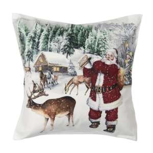 CLEEF.KT021.276 45x45cm karácsonyi párnahuzat Mikulás és rénszarvas mintával - Clayre & Eef