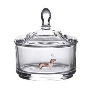 CLEEF üveg bonbonier tacskós mintával, 9x9cm - Clayre & Eef