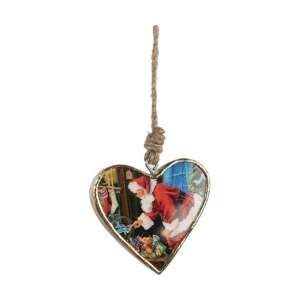 CLEEF.6H2386M Faszív kötélen, karácsonyi függődísz mikulás mintával, 10x2x10cm 106792196 - Karácsonyfadísz