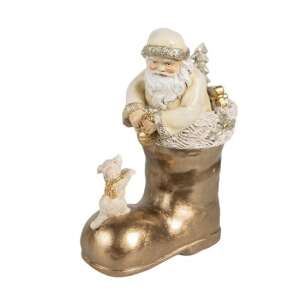 CLEEF.6PR4167 Mikulás arany csizmában, 12x7x16cm, műanyag dekorfigura 106792209 - Szezonális dekoráció