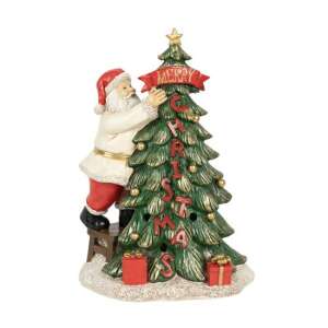 CLEEF.6PR4179 Mikulás karácsonyfával, LED-es, műanyag dekorfigura 106792212 - Nonbrand Karácsonyi dekoráció