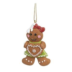 CLEEF.6PR4331 Mézeskalács kislány 5x1x8cm, műanyag függődísz dekorfigura 106792246 - Karácsonyfadísz