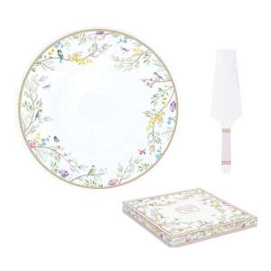R2S.1112BIME porcelán tortatál lapáttal, 32cm, Birds Melody mintával - Tál