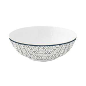 P.M. Charles porcelántál, 23cm, fehér kék és arany mintával - Tál