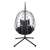 Scaun suspendat Pepita Sicilia în formă de ou cu perne negre, culoare gri și negru, mobilier de exterior