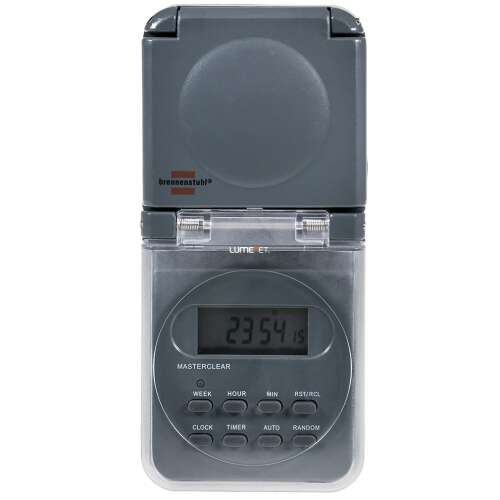 Brennenstuhl 1506706 întrerupător cu temporizator digital, gri, temporizator săptămânal, vedere din față