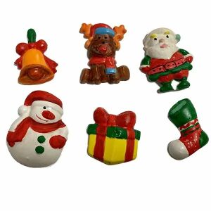 Ručno oslikani božićni magneti za hladnjak: Djed Božićnjak, snjegović, sob, poklon, čarapa, zvono - OEM