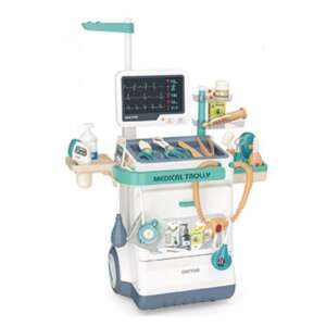 Orvosi játékkészlet gurulós állvánnyal, fény- és hanghatásokkal, 26 darabos szett, orvosi játék gyerekeknek - Manyuk Toys