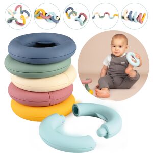 Smoby Little Tubo jucărie de dezvoltare, 12 piese, inele colorate de construcție pentru bebeluși - Premergatoare și Jocuri de dezvoltare pentru copii mici