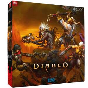 Puzzle Good Loot Diablo: Heroes Battle cu 1000 de piese, prezentând o scenă dramatică de luptă din universul Diablo - Puzzle 3D & Puzzle cu burete