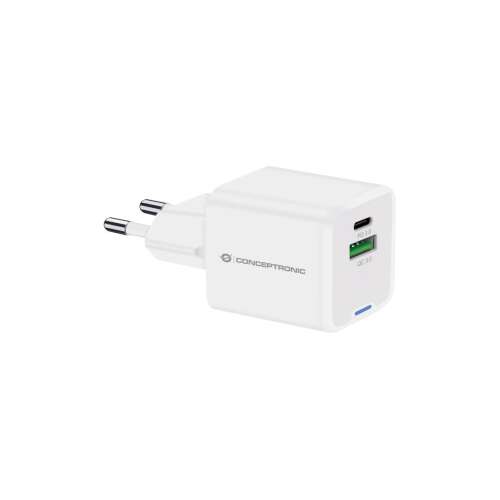 Ładowarka sieciowa Conceptronic ALTHEA 15W GaN USB-C i USB-A, biała
