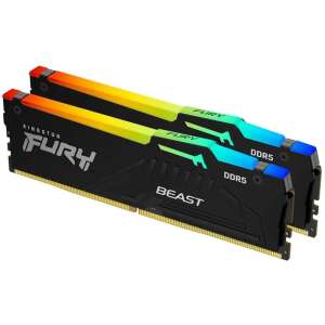 Kingston Fury Beast Black RGB Expo DDR5 RAM KIT, 32GB (2x16GB), 6000MHz, negru cu iluminare RGB - Memorii RAM